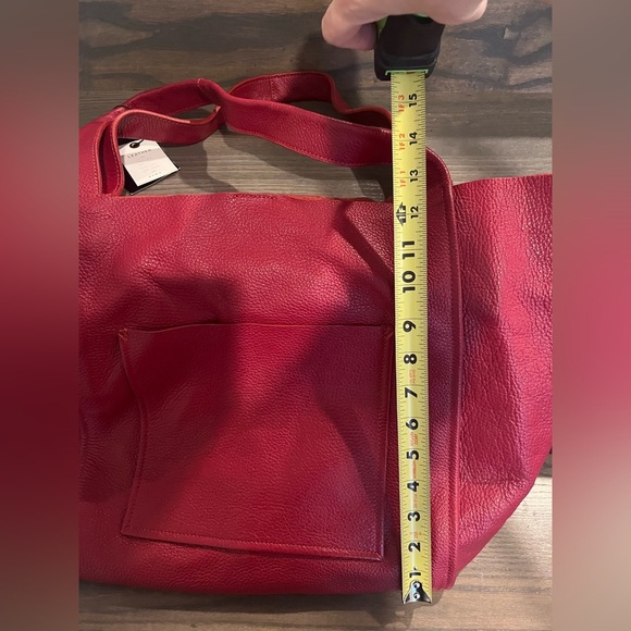 NWT Zara Red Leather Shopper Tote Bag - Picture 11 of 17